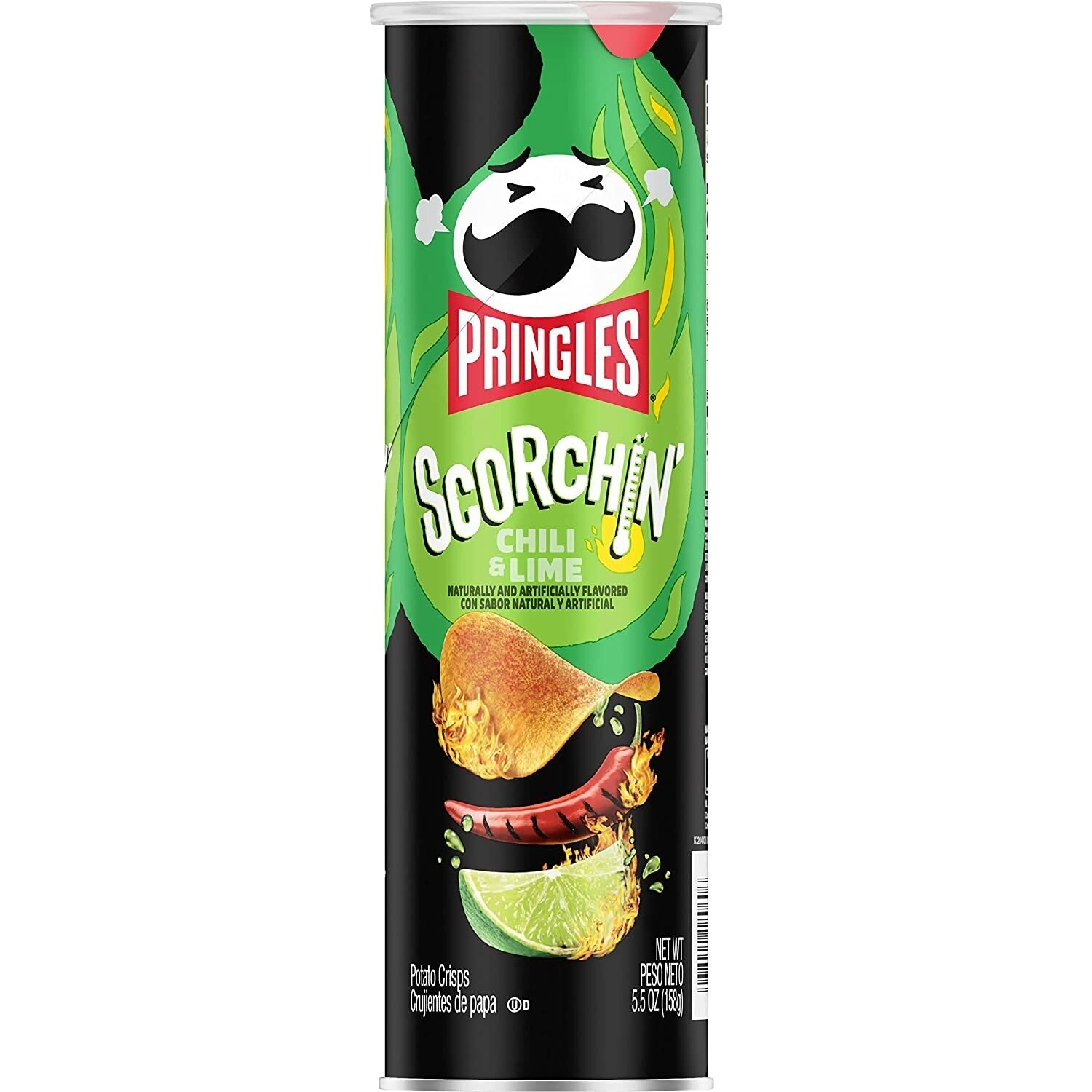 Чипсы Pringles Scorchin Extra Hot Chili Lime, 158гр - купить чипсы Принглс  экстра острый Чили Лайм дешево в Москве