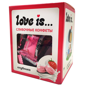 LOVE IS сливочные жевательные конфеты со вкусом клубники 85г